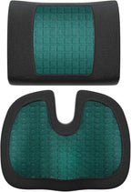 Amazon Basics Comfortable Seat Cushion & Lumbar Support for Office Chairs, Gel Enhanced Memory Foam, Non-Slip, Cooling, Portable, Pack of 2, Rectangular, Black