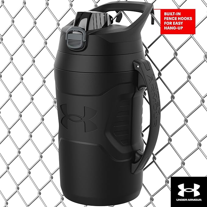 Under Armour Insulated Water Bottle with Handle & Fence Hook, Half Gallon Sports Water Jug, Leak-Resistant & BPA-Free for Baseball, Football & Gym - Breeze Blue/Black, 64oz
