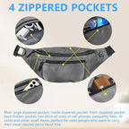 5PCS Crossbody Fanny Pack Bulk,Large Capacity Waist Bag with 4-Zipper Pockets Adjustable Strap Fanny Packs Waterproof Oxford Cloth Travel Belt Bag for Outdoor Shopping Travel Men Women,Gray