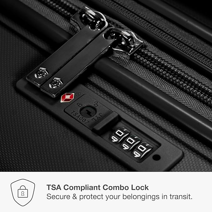 Traveler's Choice Pagosa Hardshell Expandable Luggage with Spinner Wheels, Black, 22-Inch Carry-on