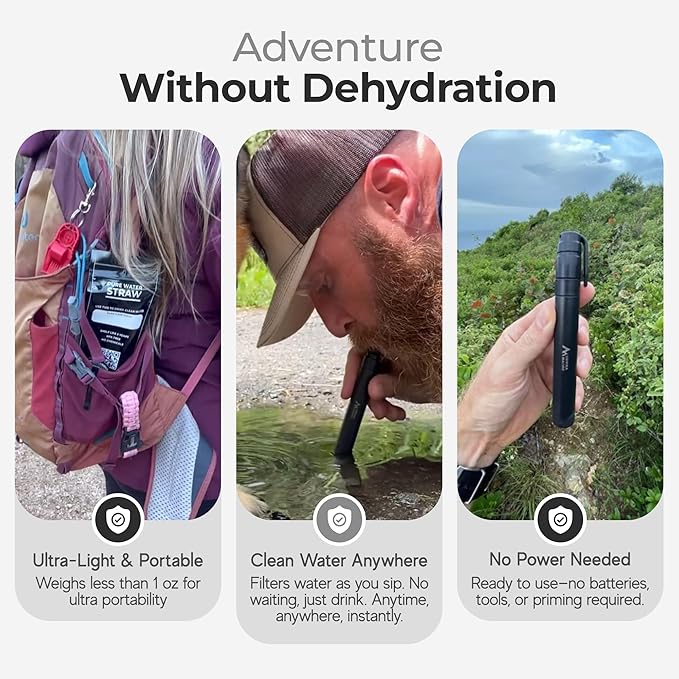 Sierra Madre Pure Water Straw – 264 Gallon Water Filter Purification for Backpacking, Camping, Hiking, Travel - Perfect for Preparedness Survival Gear & Supplies - Portable & Lightweight (Pack 2)