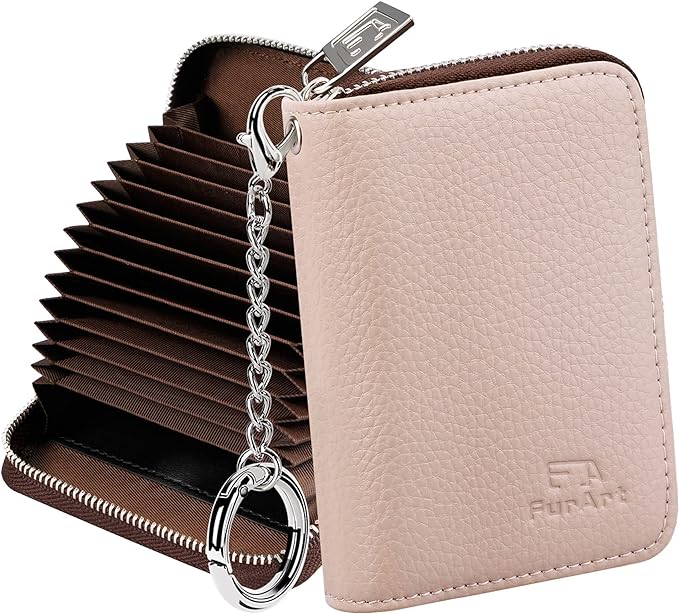 FurArt Zipper Wallet Women, RFID Blocking Credit Card Wallet, Business Card Holder, Compact Size KeyChain Wallet