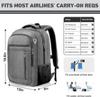 Travel Backpack, 40L Business Laptop Backpack with 17.3 Inch Laptop Compartment, Lightweight Daypack for Flight, Durable Water Resistant Bookbag, Hiking, Work Backpack for men, Grey