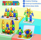 Mini Magnetic Tiles Travel Set with Case 42pcs, Bonus Sudoku Play, Mini Magnetic Blocks, Portable Travel Toy for Kids, STEM Educational Sensory Toys, Classroom Must Have