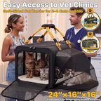 PAWZIDEA Large Pet Carrier Expandable, 24"×16"×16" Soft-Sided Cat Carrier for 2–4 Cats up 55lb, Portable & Collapsible Small Medium Dog Travel Crate for Car, XL Storage Pocket, ID Card, Shoulder Strap