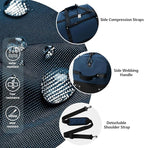 Rolling Duffle Bag with Wheels,110L/140L Expandable Soft-Sided Foldable Duffle Bag with 2 Rubber Wheels,Packable 32” Rolling Carry-On with Multi-Pockets & Compartments (Dark blue)