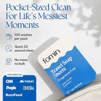 FOMIN - Antibacterial Paper Soap Sheets for Traveling - 100 Unscented Portable Hand Soap Sheets for Travel in Tin - Dissolvable Mini Portable Travel Soap Sheet for Hand Washing, Camping and Hiking