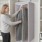 STORAGE MANIAC 57" Long Garment Bags for Hanging Clothes Garment Cover for Closet Storage, Large Hanging Garment Bag for Dresses, Suits, Coats, Zipper Cover with Sealed Clear Window, Grey 2 Pack