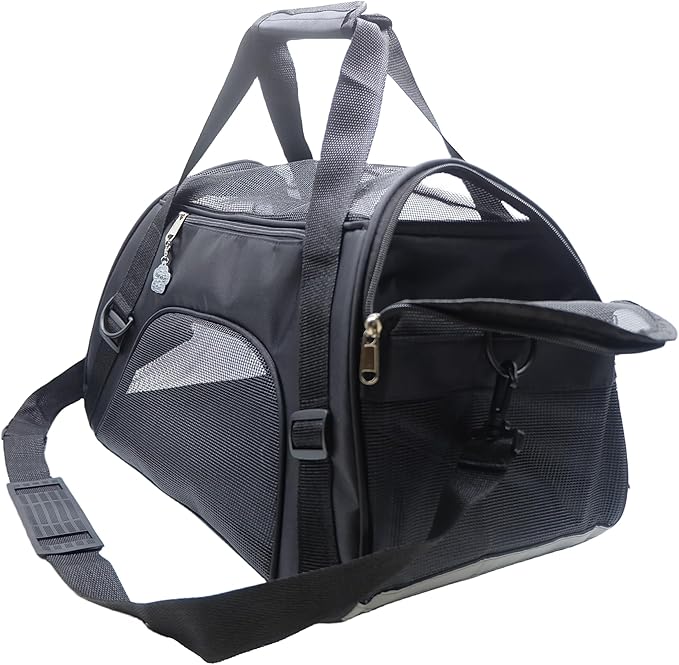ZaneSun Cat Carrier,Soft-Sided Pet Travel Carrier for Cats,Dogs Puppy Comfort Portable Foldable Pet Bag Airline Approved (Medium-Black)