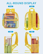 Paxiland Clear Backpack Stadium Approved 12×12×6 with Reinforced and Wider Shoulder Straps, Small Clear Bag for Schools, Concerts, Work, Festivals and Sporting Events - Yellow