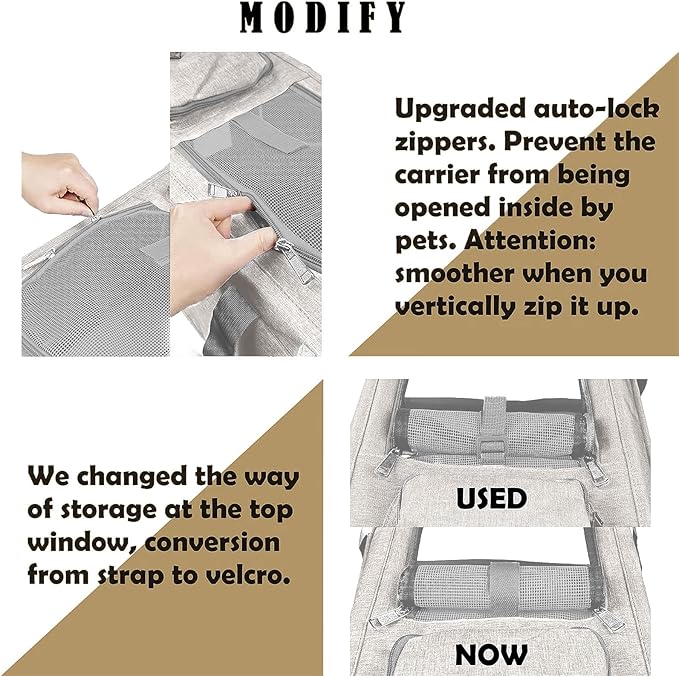 GAPZER Pet Carrier for Large Cat Soft-Sided Animal Traveling Bag for Medium Cat up to 20lbs / Washable Small Dog Puppy 10 lbs Crate Case with Privacy Curtains for Home Outdoor Travel Beige White
