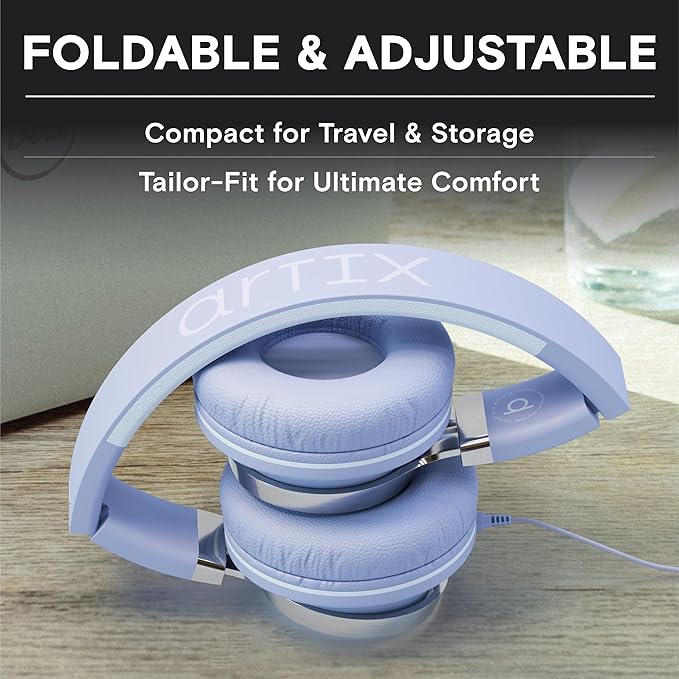 ARTIX CL750 Wired Headphones with Mic — Noise Isolating On-Ear Headphones for Computer and Laptop Wired, Plug in Corded Headphone with Wire (Foldable, Aux Jack 3.5mm)