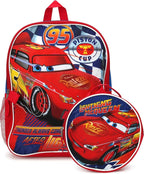 Fast Forward Lightning McQueen Boys Backpack and Lunch Box Set - 2 Piece 15 Inch School Backpack With Detachable Lunch Bag, Lightning McQueen Blue/Red
