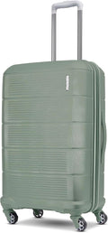 American Tourister Stratum 2.0 Expandable Hardside Luggage with Spinner Wheels, Checked-Medium, Jade Green