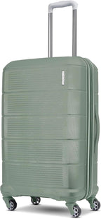 American Tourister Stratum 2.0 Expandable Hardside Luggage with Spinner Wheels, Checked-Medium, Jade Green