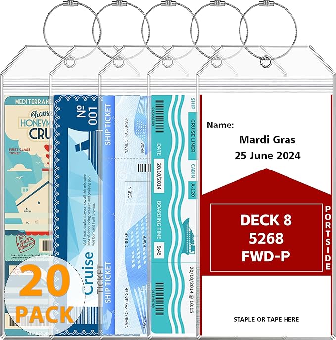 20 Pack Luggage Tags Travel Essentials & Cruise Essentials for NCL, Princess, Carnival, Royal Caribbean & Celebrity Cruise Ships by SEAVILIA