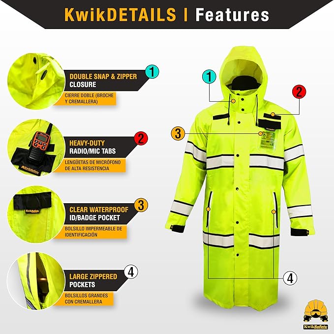 KwikSafety - Charlotte, NC - TORRENT Rain Jacket & Trench Coat ANSI OSHA Class 3 High Visibility Jacket Hi Vis Rain Gear