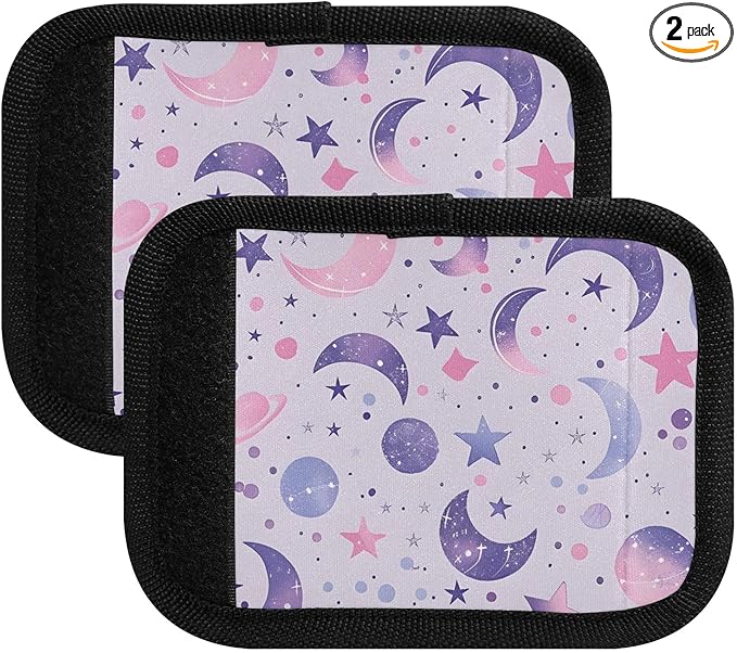 Celestial Moons Planets Luggage Handle Wrap for Suitcase Luggage Tags Handle Covers Identifiers Soft Decorations Travel Accessories 2 Pack