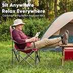 NEWBULIG Oversized Folding Camping Chair for Adults, Portable Outdoor Collapsible Chairs, 500 LBS Heavy Duty Support, with Cup Holders, for Lawn, Fishing, Hiking, Red