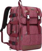 WITZMAN Canvas Travel Backpack for Women Large Laptop Backpack Fit 16 inch Carry-on Airline Approved Convertible Shoulder Rucksack(A6617-3 Red)