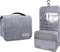 Lcsmaokin Large Capacity Toiletry Bag Travel Bag with Hanging Hook for Men and Women Waterproof Travel Cosmetic Bag Bathroom Storage Bag for Brushes Set,Full-Sized Shampoo,Toiletries,Accessories-Grey
