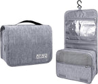 Lcsmaokin Large Capacity Toiletry Bag Travel Bag with Hanging Hook for Men and Women Waterproof Travel Cosmetic Bag Bathroom Storage Bag for Brushes Set,Full-Sized Shampoo,Toiletries,Accessories-Grey