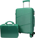 World Traveler VentureX Airline Approved 2-Piece Carry-On Luggage Set – Lightweight Hardside Polycarbonate Suitcase with Spinner Wheels - Green