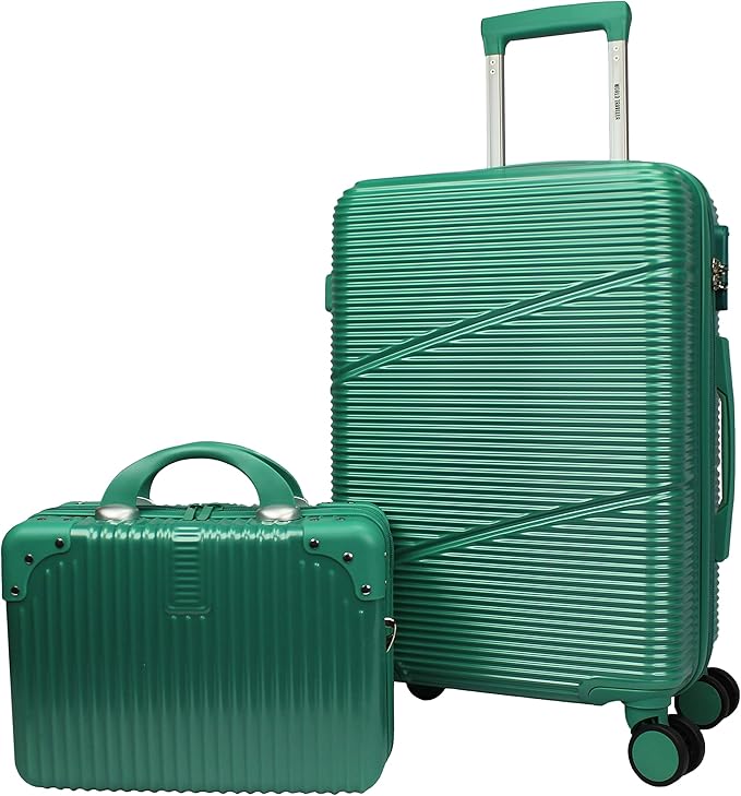 World Traveler VentureX Airline Approved 2-Piece Carry-On Luggage Set – Lightweight Hardside Polycarbonate Suitcase with Spinner Wheels - Green