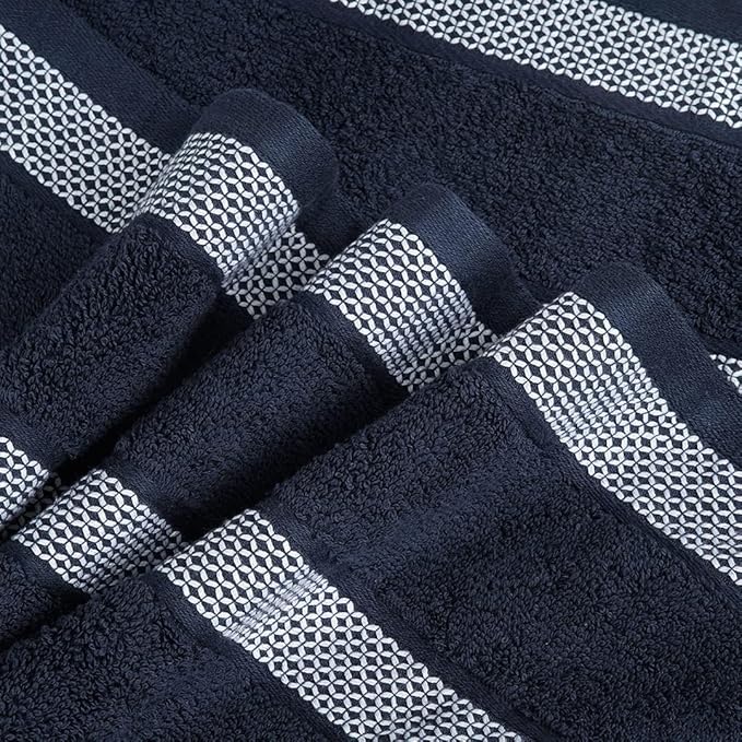 CASA COPENHAGEN Solitaire 6Pcs 100% Egyptian Cotton Large Designer Towels Gift Set- Blue, 600GSM, 2Bath 2Hand 2Washcloths, Bath Towels for Bathroom Set for Women & Men