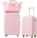 Luggage Sets, 2 Piece Carry on Luggage Set with Travel Bag, 2 Piece Expandable Spinner Hardshell Suitcase with TSA Lock, Back to School Suitcase, Women Men (Light Pink, 20/24 Inch)