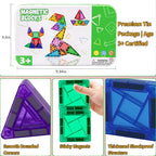 Magnetic Tiles 42PCS 0.8in Portable Magnet Toys for Kids，Travel Magnetic Blocks with Metal Storage Box，Stacking Magnets Sensory Tiles for Toddlers Ages 3+