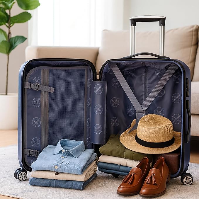 World Traveler VentureX Airline Approved 20-Inch Carry-On Luggage – Lightweight Hardside Polycarbonate Suitcase with Spinner Wheels - Contour Blue