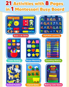 Exorany Busy Board Montessori Toys for Toddler Boy Birthday Gifts, Busy Book Sensory Learning Toys for Toddlers, Toddler Boy Airplane Car Travel Toy Educational Activities