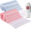 2 Packs Turkish Beach Towels Quick Dry Sand Free Soft Absorbent Extra Large Xl Big Blanket Adult Oversized Bath Towel Lightweight Thin Sandless Fast Drying Compact No Sand Packable Vacation Essentials