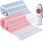 2 Packs Turkish Beach Towels Quick Dry Sand Free Soft Absorbent Extra Large Xl Big Blanket Adult Oversized Bath Towel Lightweight Thin Sandless Fast Drying Compact No Sand Packable Vacation Essentials
