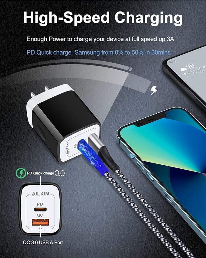 Galaxy S26 USB Type C Charger, Dual Port USB-C Wall Plug 20W PD & QC3.0 USB A Fast Charging Block for Samsung Galaxy S26 Ultra S25/S24/S23 S22/S21, iPhone 17e 17 16E 16 Pro Max USBC Brick Power Box