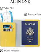 Passport Holder for Travel Essentials,RFID Blocking Passport Cover Case for Travel Accessories,Travel Wallet for Women Men (Lemon Yellow)