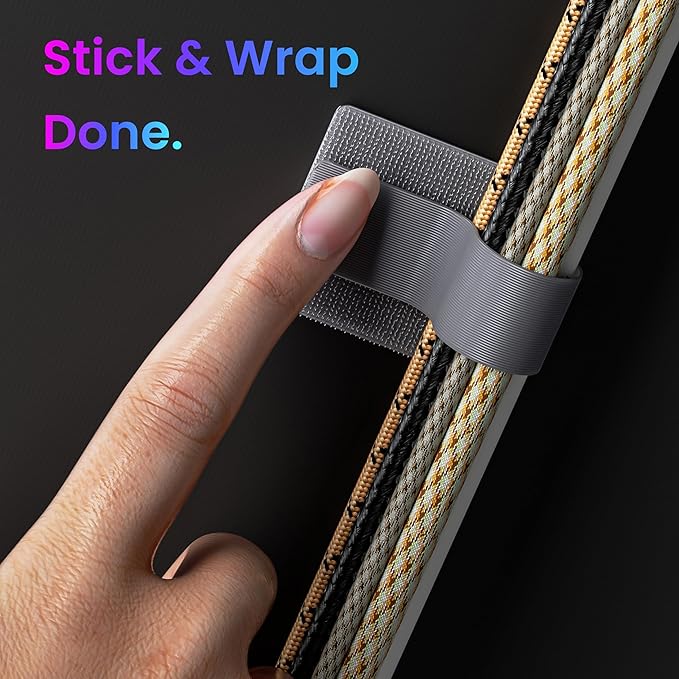 LX IntMfr. Hook and Loop Cable Ties, Self Adhesive Hook and Loop Cable Straps, Sticky-back Cord Organizer, Cable Clip, Household & Office Essentials, 40Pcs per Pack