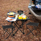 Folding Camping Table with Chairs Lightweight Picnic Table and 2 Chairs for Beach Hiking Travel Fishing BBQ,Outdoor Sturdy Table and Chairs Set with Storage Bags