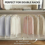 MsKitchen 12 Pack Shirt Garment Bags (24x36") - Dustproof Short Suit Covers - Durable PEVA Closet Bags with Sturdy Zipper for Blouses, Jackets, Sweaters & T-Shirts (Translucent)