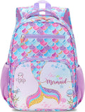 RHCPFOVR Kids Backpack for Girls - Girls Backpack 3-8 Ages Mermaid for Kids 15 Inch School Bookbag for Kindergarten Elementary School Bookbag for Girl 1st 2nd Grade