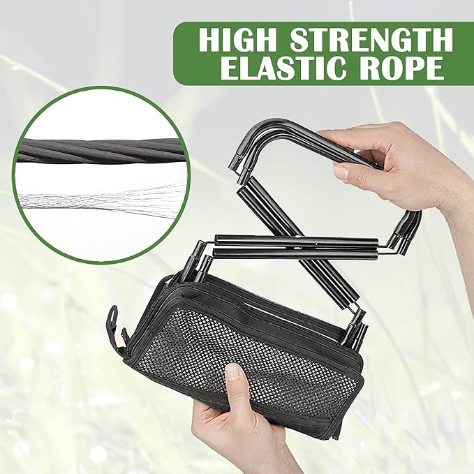 Camping Stool Pocket Chair, Lightweight Portable Stool with Shoulder Strap, Capacity 220lbs for Adults Outdoor Hiking Fishing Travel-Large Black