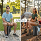 NUMANU 2026 Upgraded XXL Collapsible Stool & 3IN1 Cushioned Carry Bag, 2.7"-19.7" Height Adjustable, Max 1,000lbs Portable Retractable Telescoping Seat, Foldable Camping Stool for Adults (XXL Round)