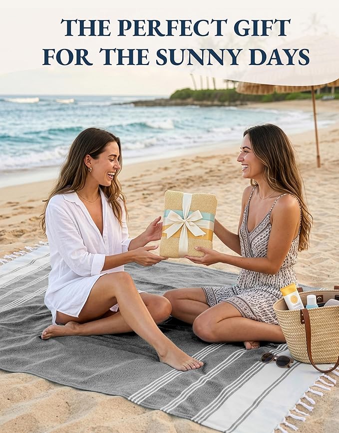 LANE LINEN Beach Towel, Oversized Beach Towel 39"x71", Lightweight Beach Essentials for Women, Large Pool Towel, Absorbent & Quick Dry, Sand Free Beach Towel - Ebony