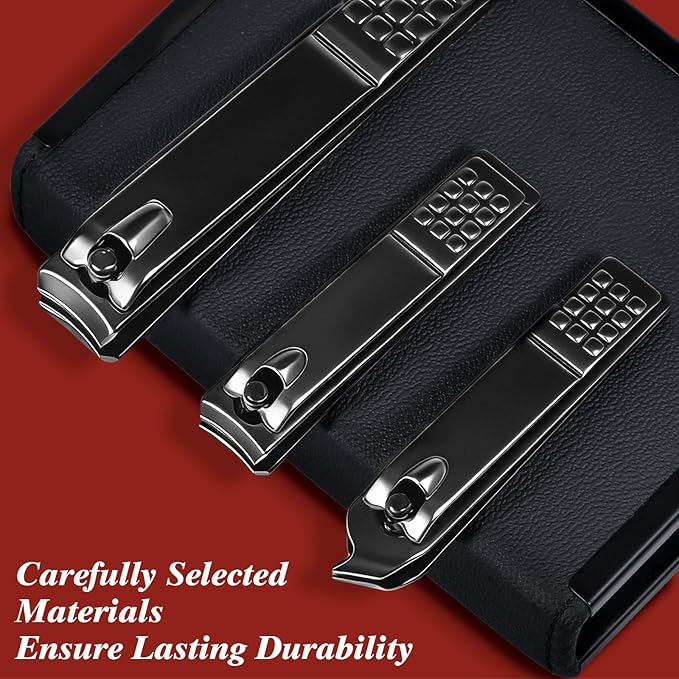 Nail Clippers Set Men Personal Care Tools Accessories Professional Manicure Pedicure Kit With Travel Case Nail Grooming Kit Gifts for Men Women Father Mother (Black and Red)