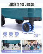 LIGHT FLIGHT Luggage Sets, 3 Piece Durable Suitcase Set with Spinner Wheels, 3 Pcs Hard Shell Lightweight Luggage with TSA Lock, Large Checked Travel Suitcases, 20/24/28 Inch,Teal Blue