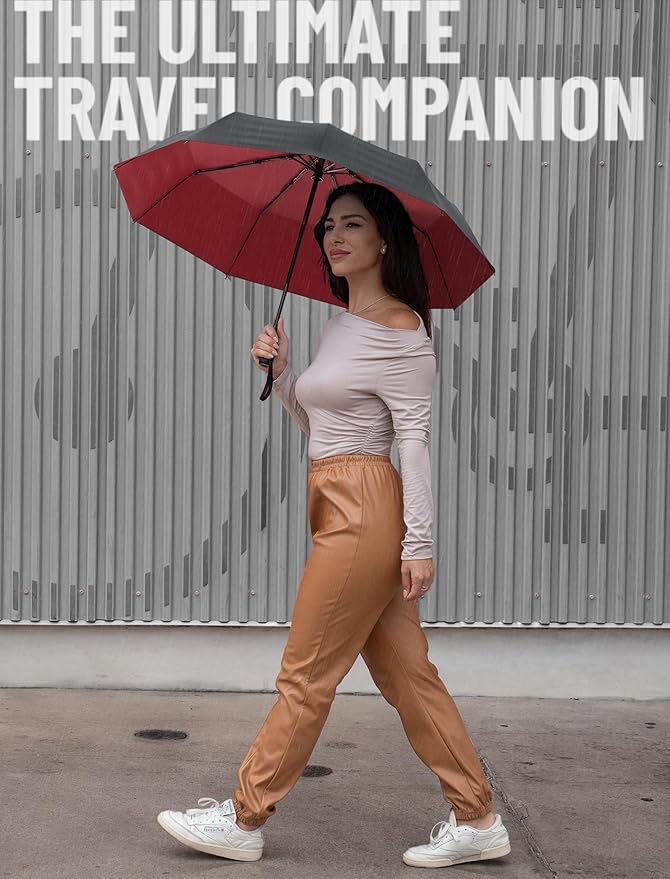 Repel Windproof Travel Umbrella - Compact & Withstands Winds up to 100MPH , Strongest Premium Auto Folding Umbrella for Rain and Sun - Durable, Light & Portable for Women & Men , Fits Backpack & Cars