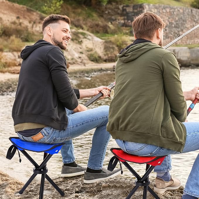 Beeveer 3 Pack Folding Camping Stool Portable Small Collapsible Chair Tripod Stool Hiking Chair for Fishing, Beach, Picnic, Outdoor, Gardening and Travel