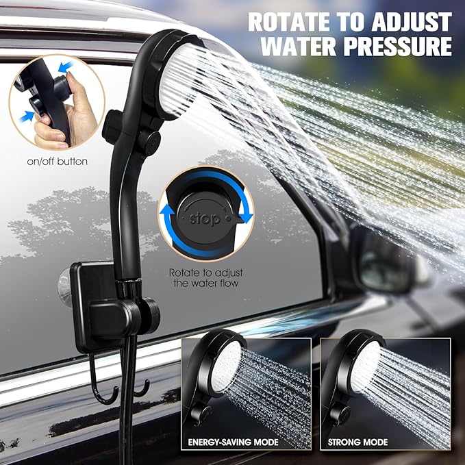 Portable Shower with Heater,6000Mah Battery Powered Portable Shower for Camping with 2000W Auto-Off Heater,Portable Heated Shower for Camping,Digital Power&Temperature Display for Hiking