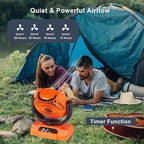 Rechargeable Fan,Operated Camping Battery Powered Fan with Hook&Bright LED Light,Remote Control Timer Auto Oscillation Cordless for Outdoor Power Outage,Picnic,Barbecue,Fishing,Worksite,Home,Tent